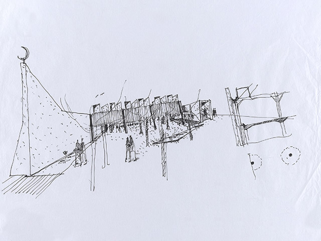 Glenn-Murcutt's sketch of the Australian Islamic Centre by Glenn Murcutt and Elevli Plus Architects - Image Courtesy: NGV